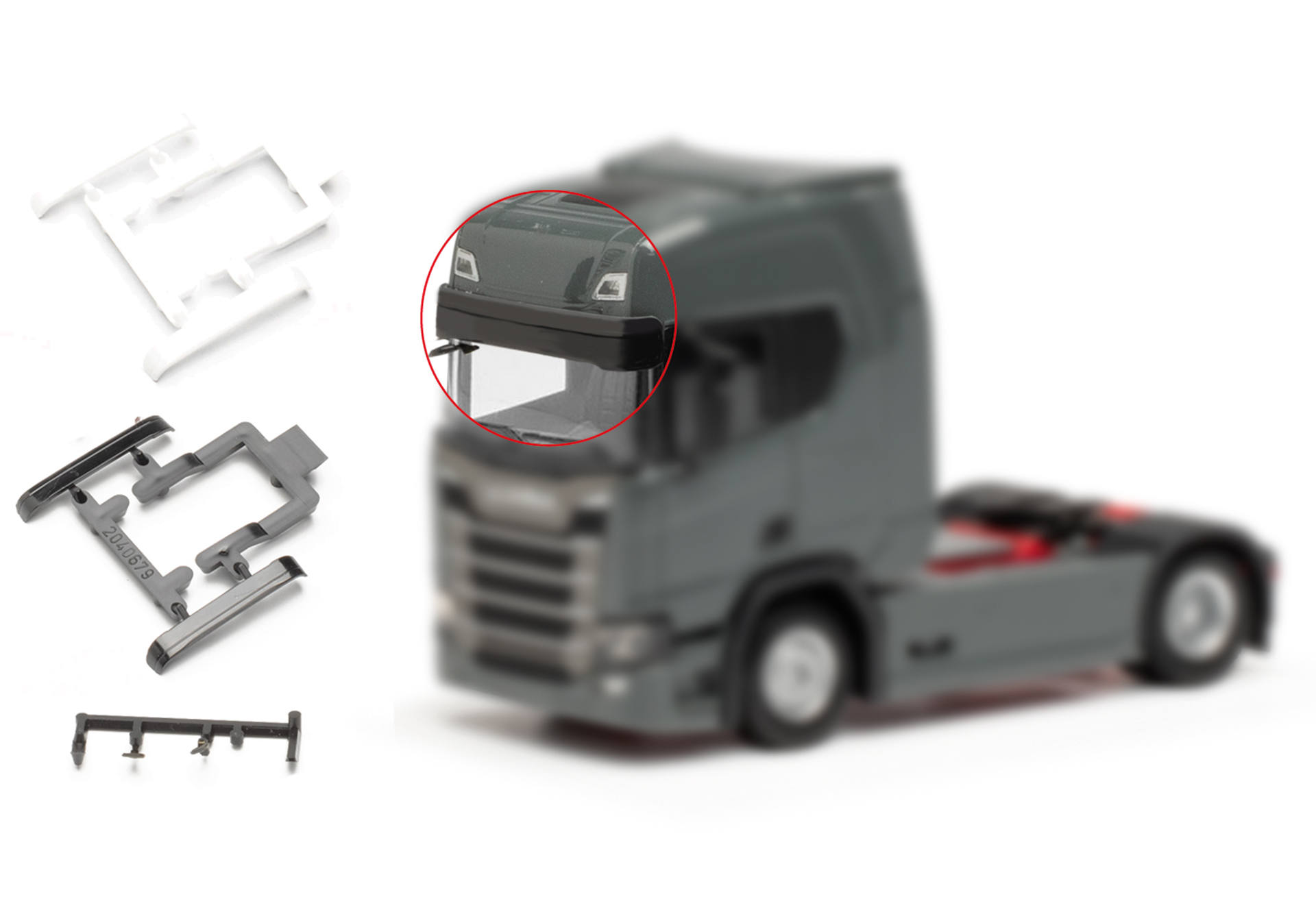 Accessory bigger sunshield for Scania CR/CS, 4x black and 4x White