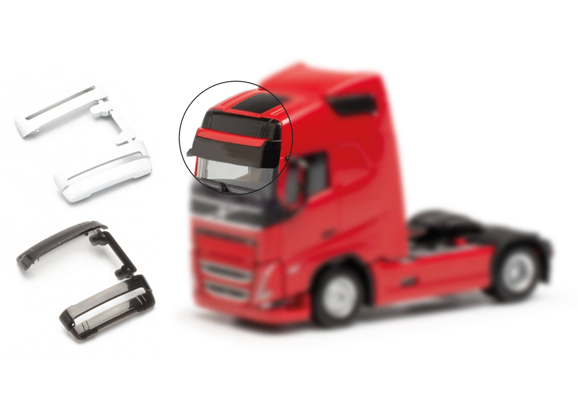 Accessory bigger sunshield for Volvo FH Gl. XL, 4th/5th generation, 4x black and 4x White