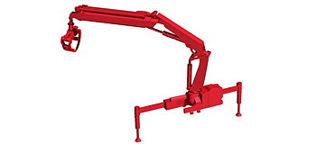 Hiab X-HIPRO 232-E3 kran med pallgaffel, röd