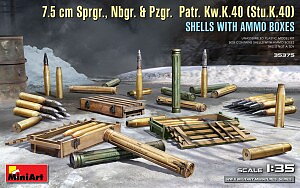 1/35 7.5 cm Sprgr., Nbgr. & Pzgr. Patr. Kw.K.40 (Stu.K.40) Shells with Ammo Boxes