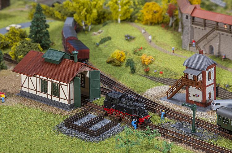 Branch line engine shed with block post Set