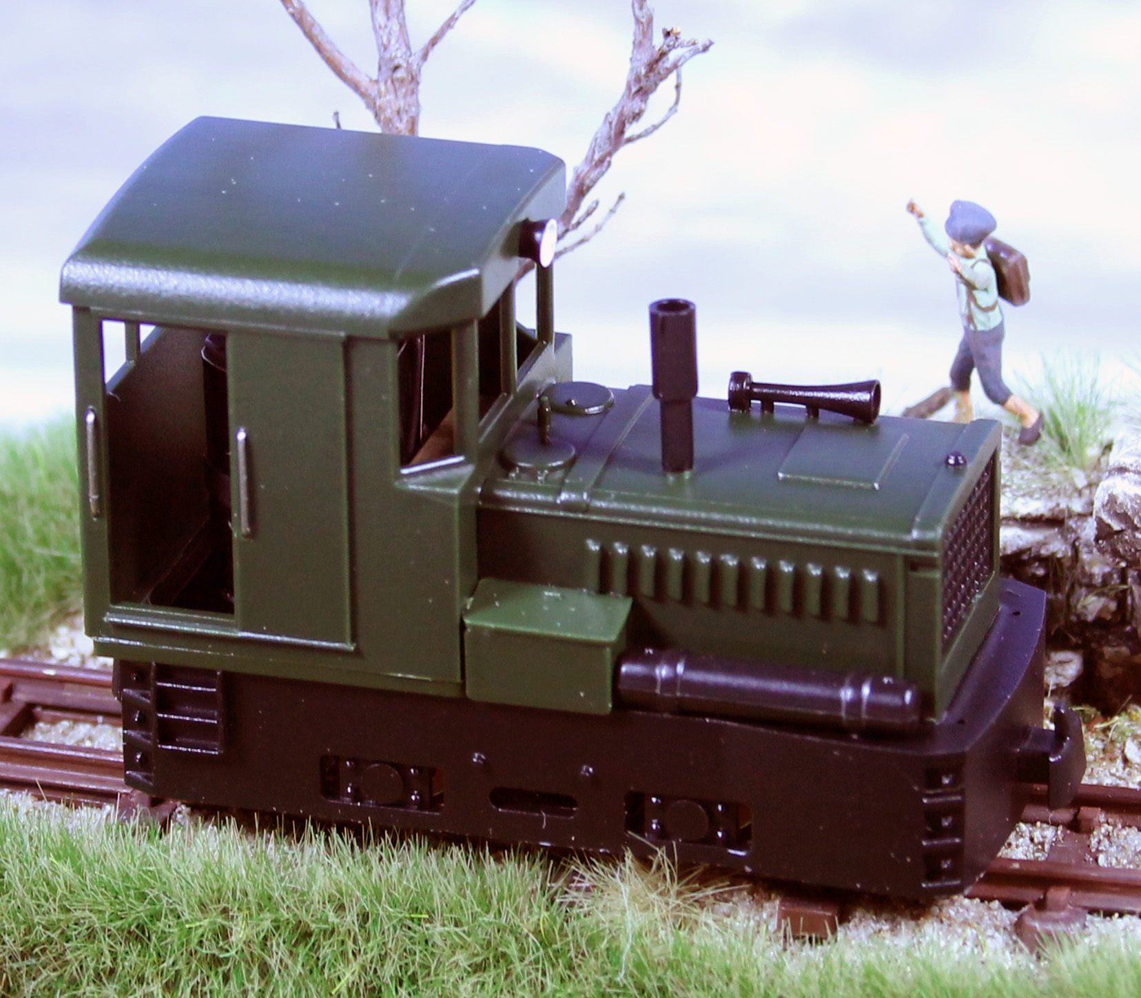 Diesellok Plymouth, svart/grön med lufttank
