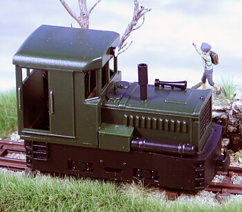 Diesellok Plymouth, svart/grön med lufttank