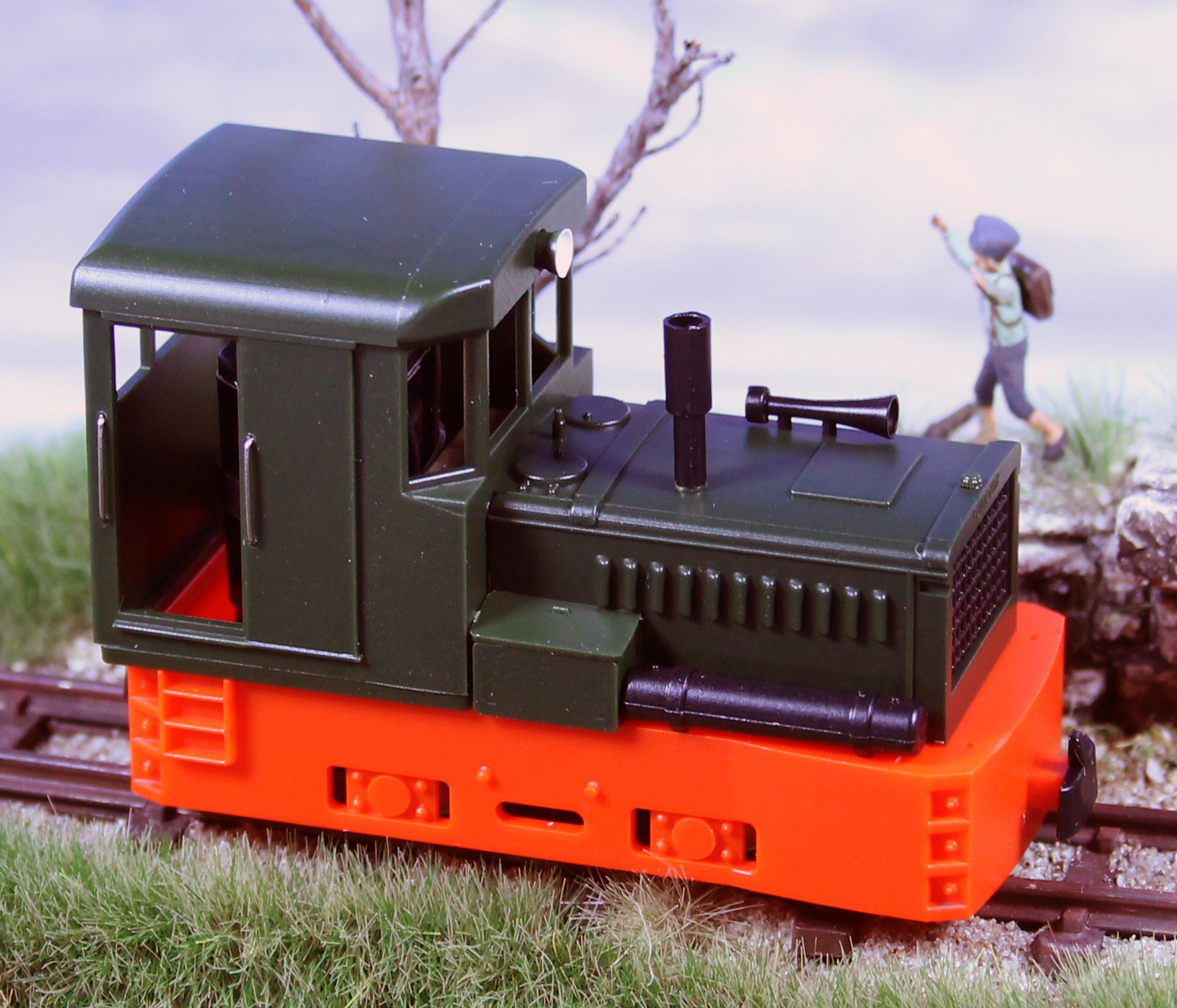 Diesellok Plymouth, röd/grön med lufttank
