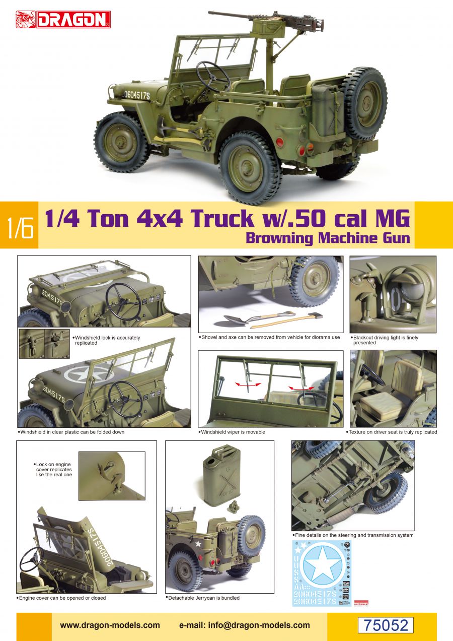 1/4-ton 4X4 lastbil med M2 .50-kulspruta 1/6