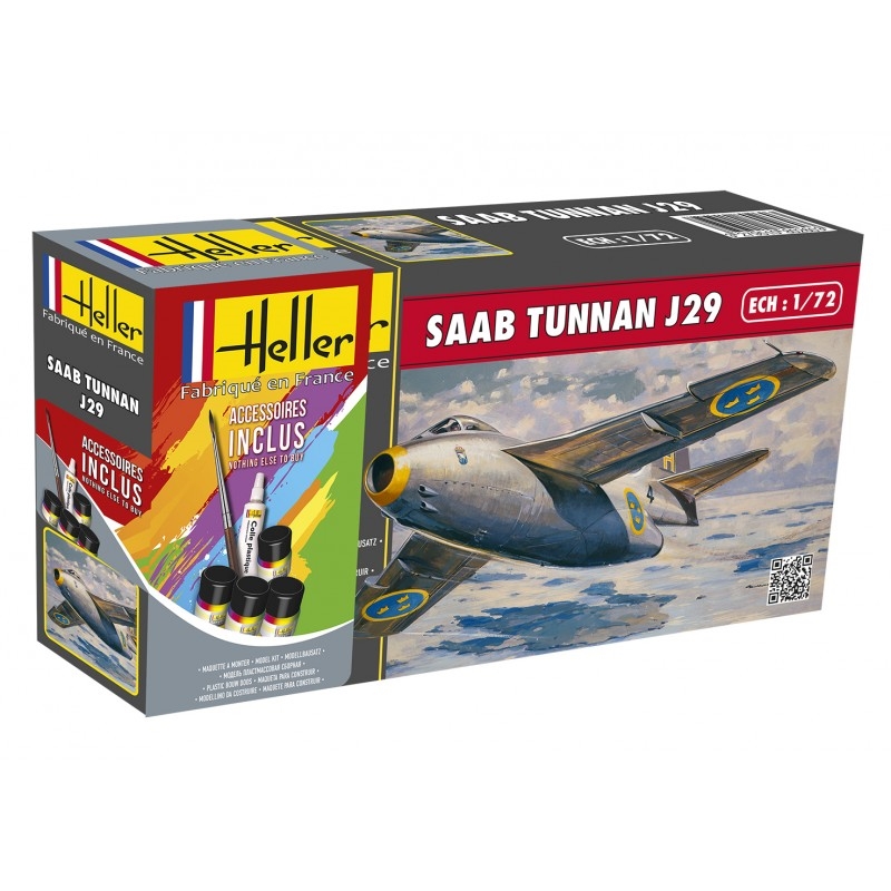 SAAB J29 Tunnan incl. brushl/paint/cement, 1/72