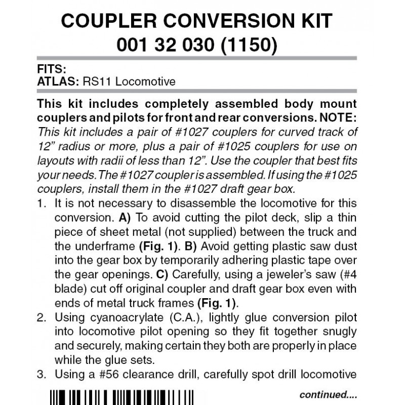 Pilot Conversion Kit 1150