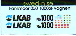 LKAB vagn Fammoor 050, '1000:e vagnen', dekalark N-skala