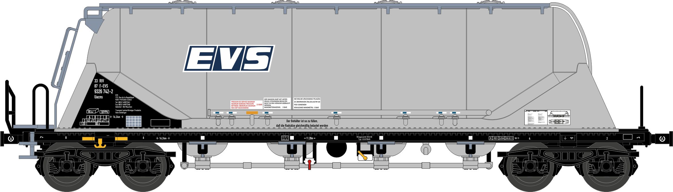 Cementsilovagn Uacns 'EVS', gammal logo, silver