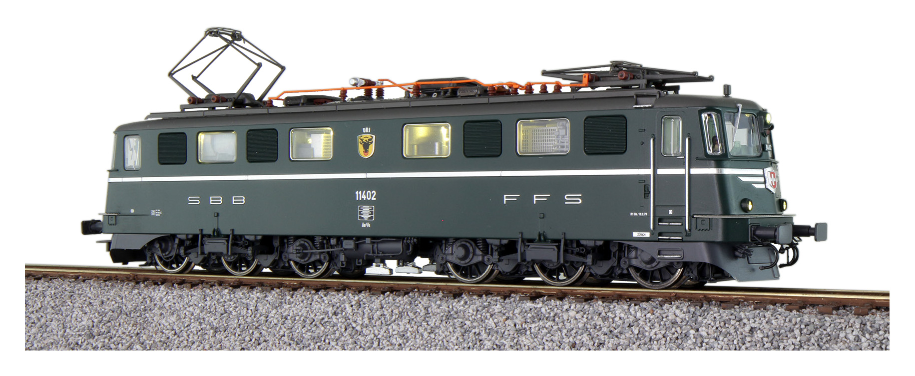 Ellok Ae 6/6, 11402 Uri SBB, mörkgrön Ep IV