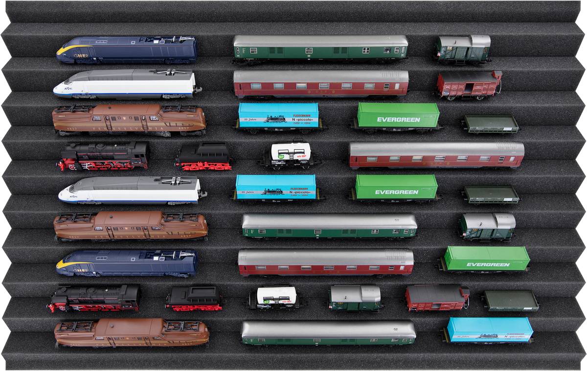 Euro Box mit Zugliege - 10 compartments for N Gauge - for model railway locomotives, wagons and vehicles - 2