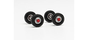 Wheel set road tires 12.00 x 20 with steel rim with tread for front axle Scania LB 76 (content: 2 axles)