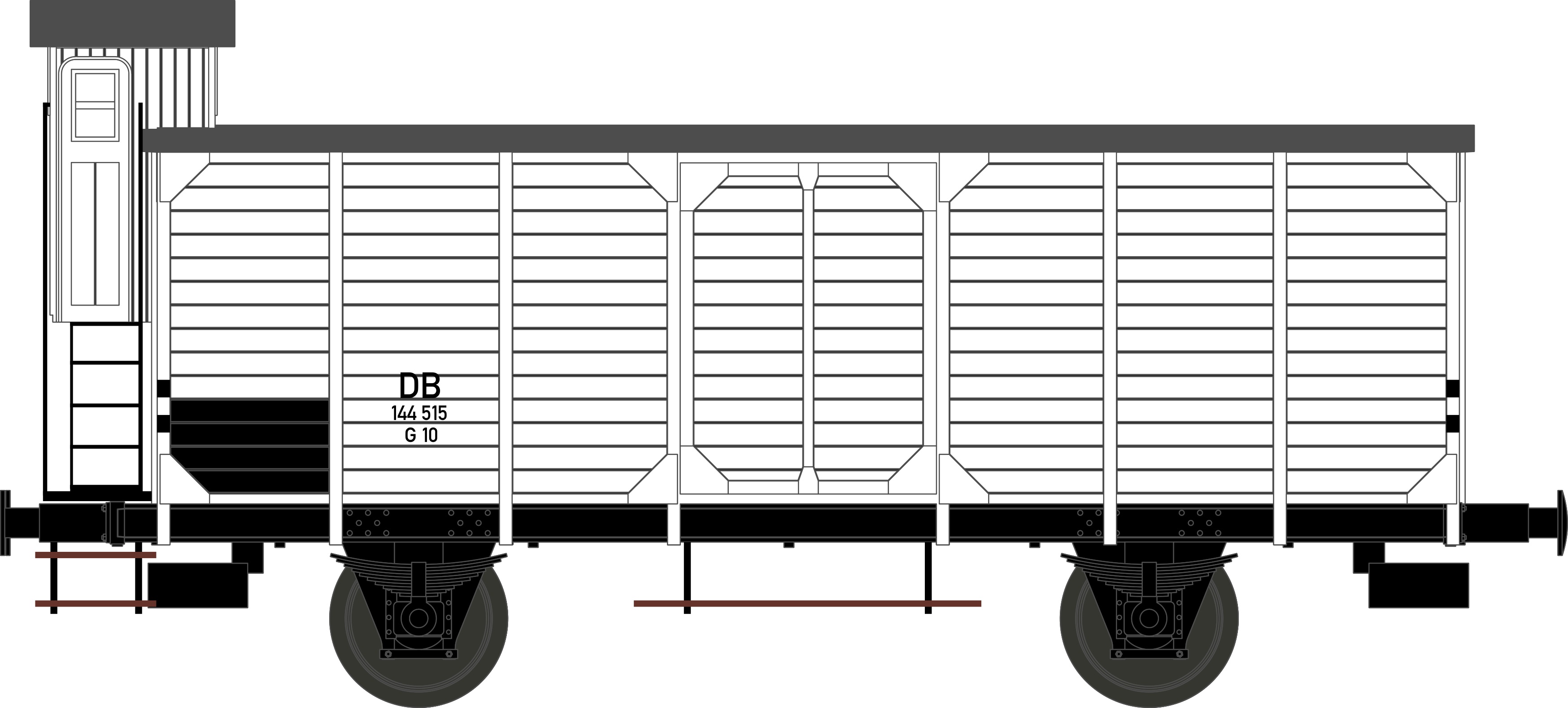 Godsvagn, täckt 'G10', m. Brh., vit
