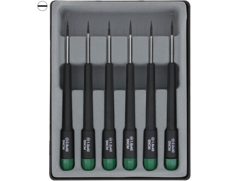 Spårskruvmejslar, set om 6st 0.8-2mm