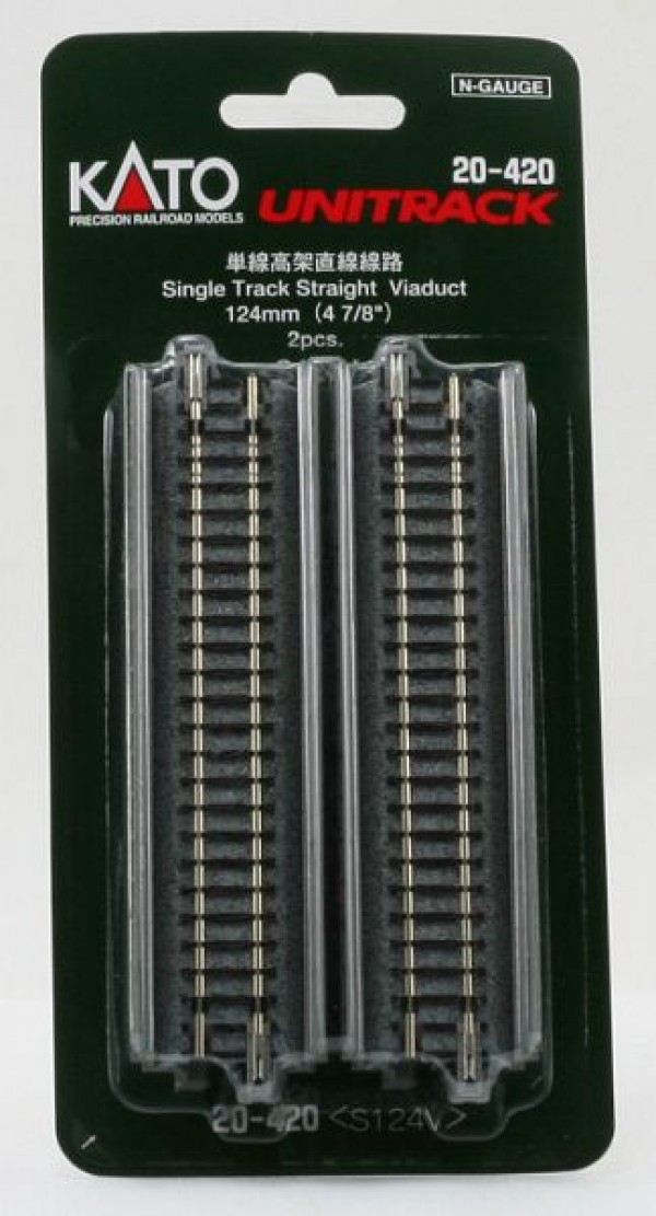 Single Straight Viaduct Track, 124mm (2 st)