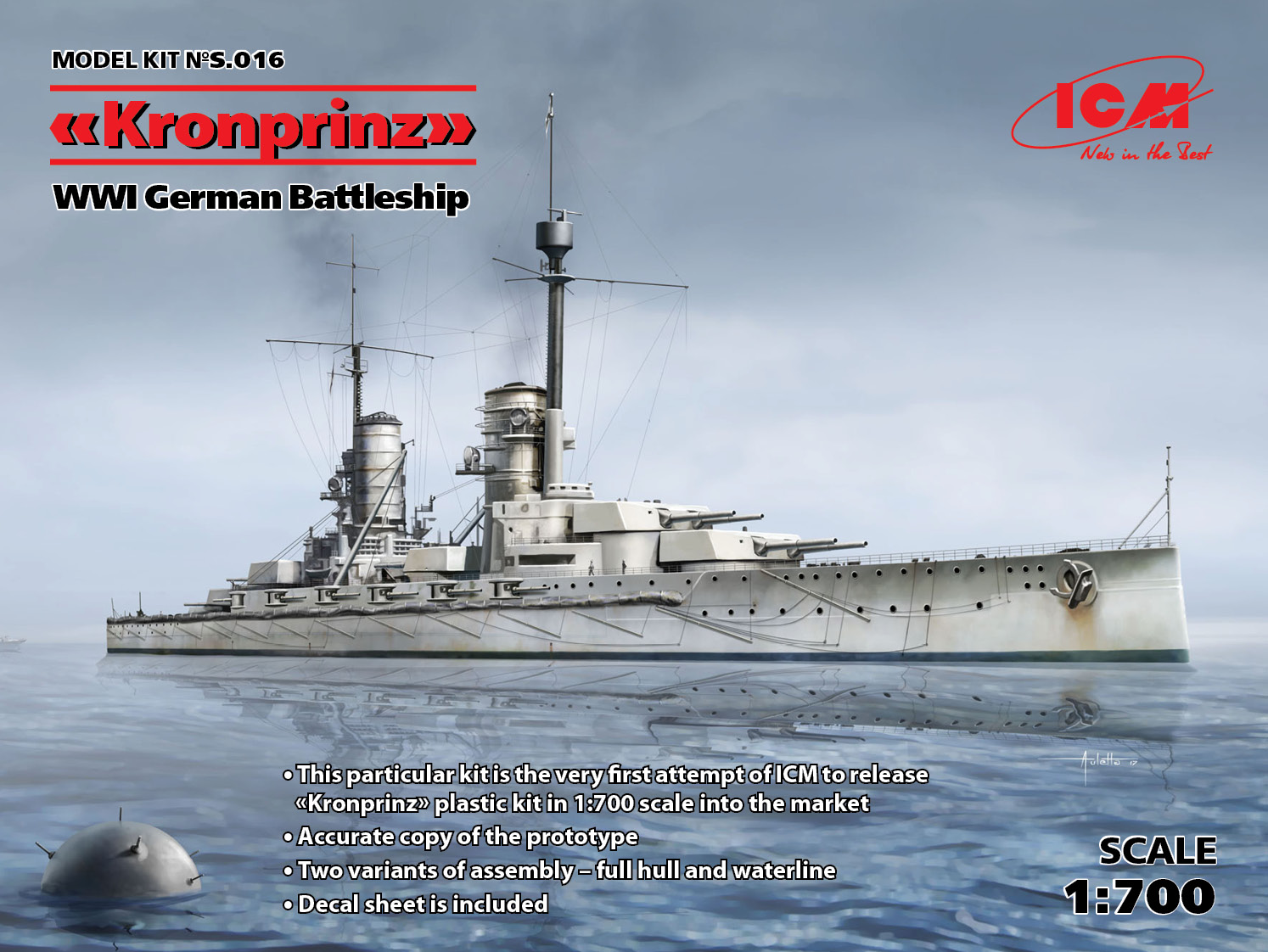 WWI German battleship 'Kronprinz' 1/700