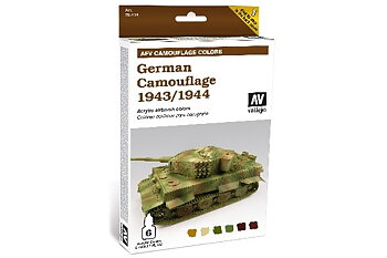 Tysk camouflage 1943/1944-afv set, 6x8ML