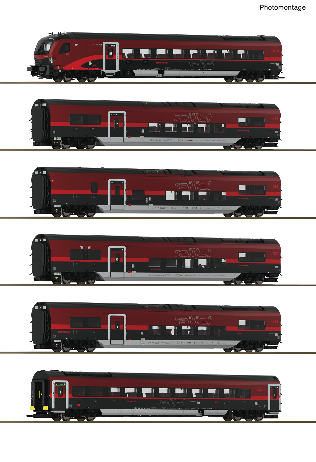 6 piece set (1): Railjet 2, ÖBB