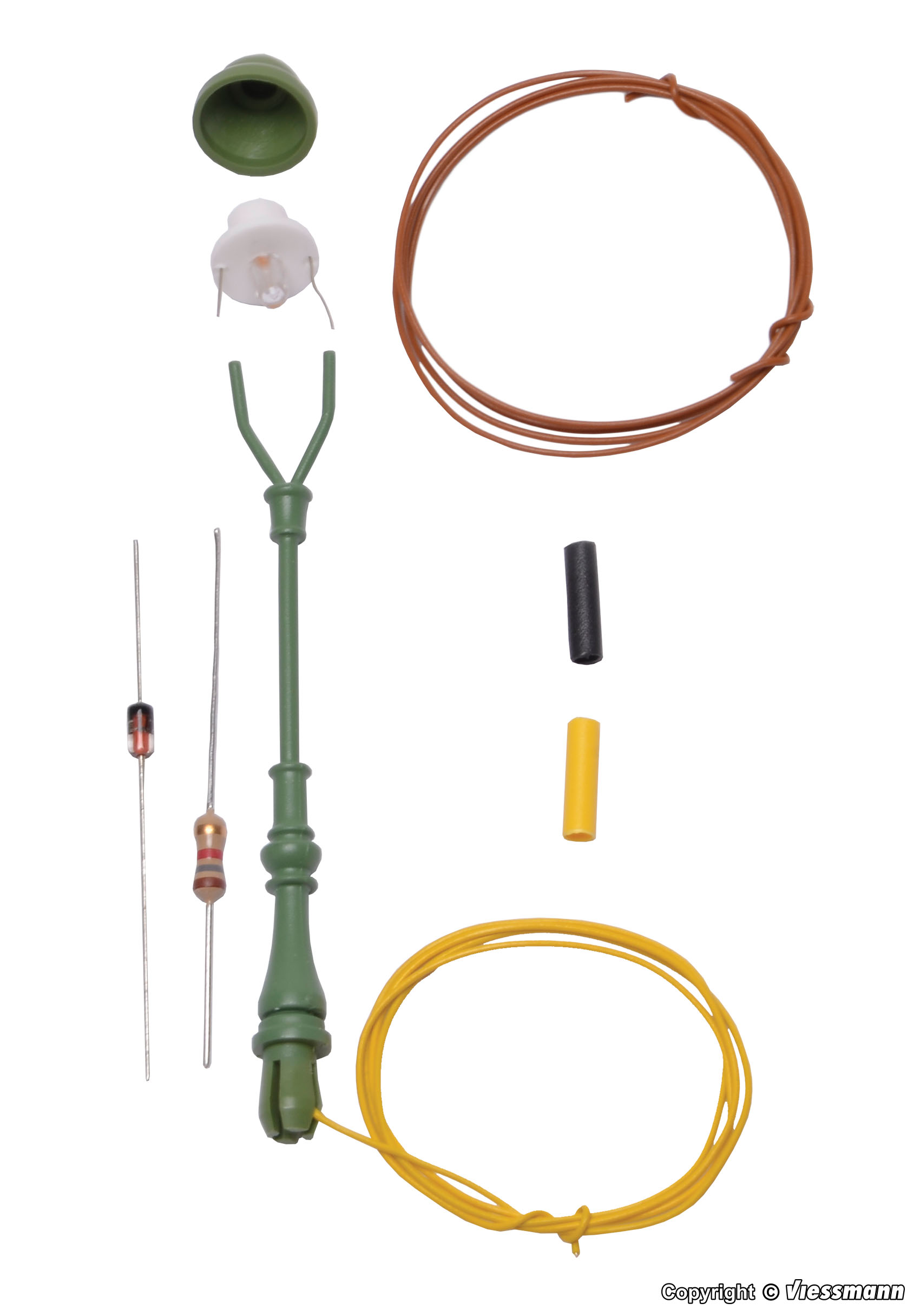 Gaslampa, grön, varmvit LED, 56mm (byggsats)