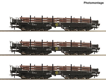 3 piece set: Heavy-duty flat wagons, NS