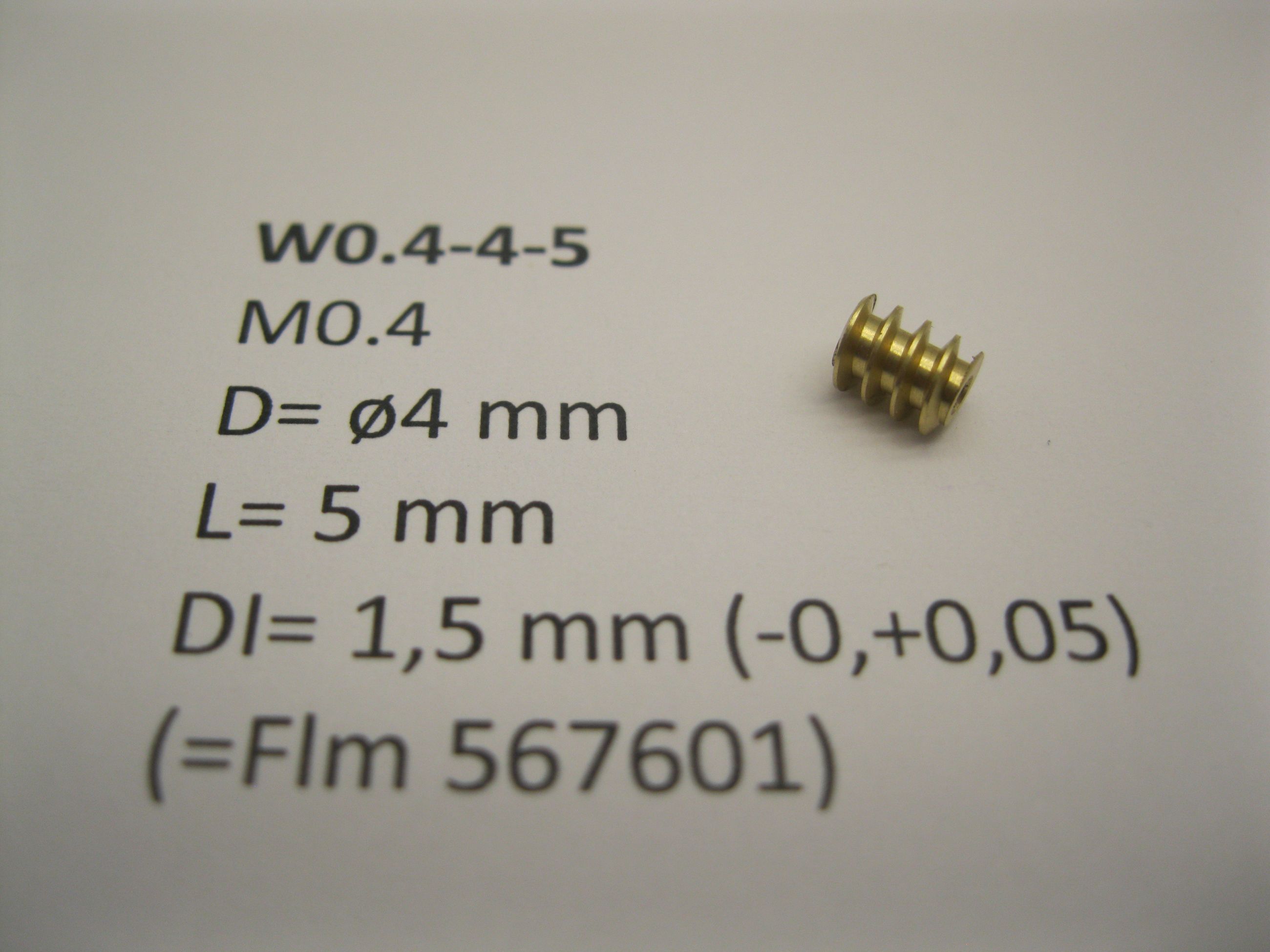 Snäckdrev M0.4 D=ø4 L=5 DI=1.5
