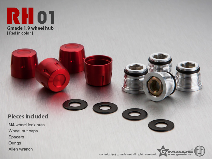 1.9 RH01 wheel hubs (Red) (4)