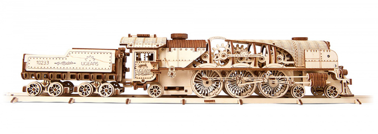 Ugears V-Express Steam Train w. Tender, 3D Puzzle - 2