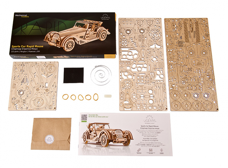 Ugears Sportbil 'Rapid Mouse', 3D Pussel - 2