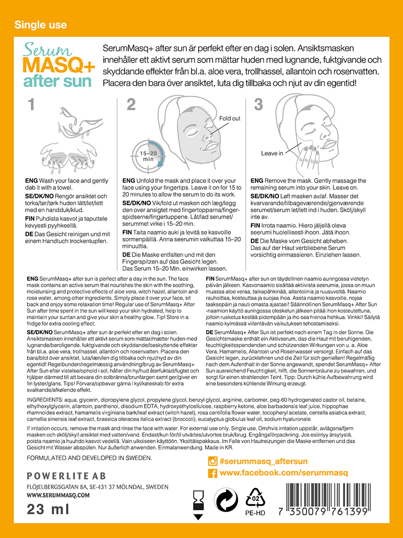 SerumMASQ+ After Sun. Vinnare Swedish Beauty Awards.  - 2