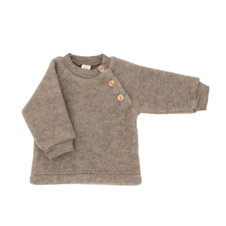 Engel natur ullfleece tröja raglan IVN-certifierad ekologisk   - walnut - liggande