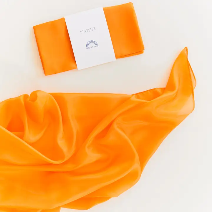  Playsilk enfärgad - orange stort lektyg i siden från Sarah's Silks