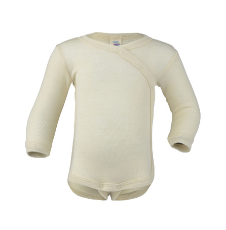 Engel Natur ullsilke body omlott baby GOTS-certifiered   - Natural - på skyltdocka