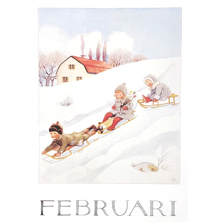 Månadsbilder - Årets saga av Elsa Beskow - 12 månader i A4 format   - 6