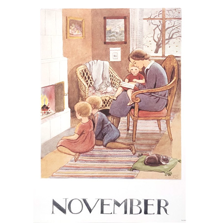 Månadsbilder - Årets saga av Elsa Beskow - 12 månader i A4 format   - 15