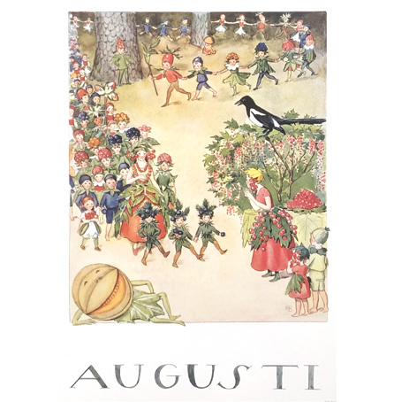 Månadsbilder - Årets saga av Elsa Beskow - 12 månader i A4 format   - 12