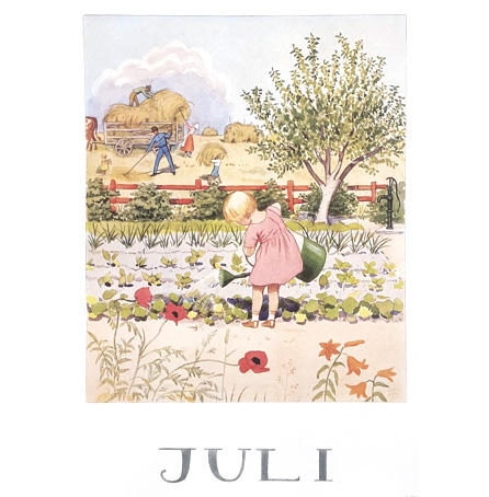 Månadsbilder - Årets saga av Elsa Beskow - 12 månader i A4 format   - 11