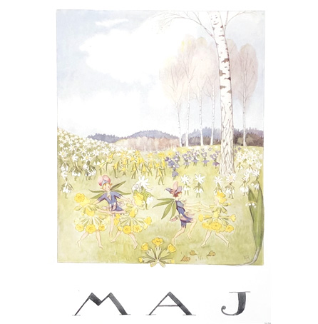 Månadsbilder - Årets saga av Elsa Beskow - 12 månader i A4 format   - 9