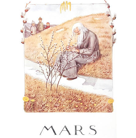 Månadsbilder - Årets saga av Elsa Beskow - 12 månader i A4 format   - 7