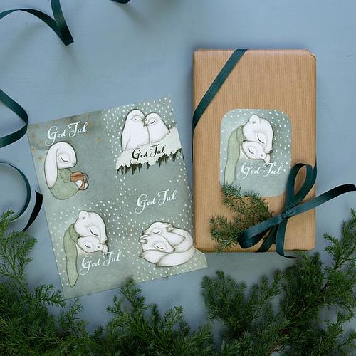 Paketinslagning av ett paket Julklapp!  Välj mellan många olika kort! Beställ det antal du önskar få inslagna!  - 6
