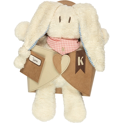 Ekologiskt mjukdjur Kanin  - Tjumm beige rosa och blå från Keptin Jr - 3