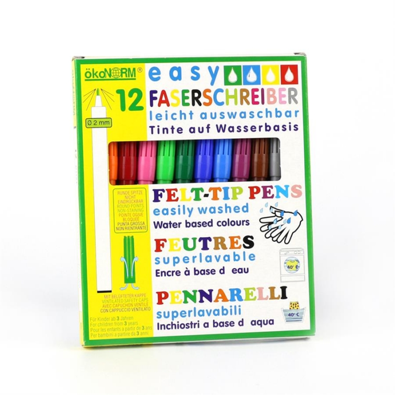 ökoNORM Tuschpennor 12 st -  Giftfritt &  Ekologiskt Material för Skapande 