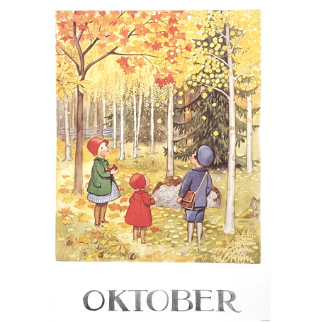 Månadsbild A4 - Oktober av Elsa Beskow