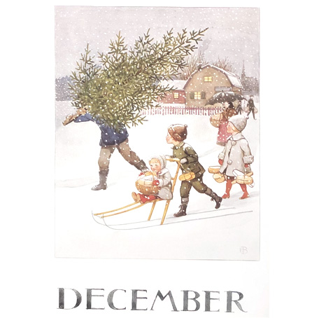 Månadsbild A4 - December av Elsa Beskow