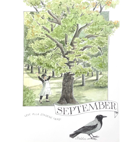 Månadsbild A4  - September från Linneas Årsbok