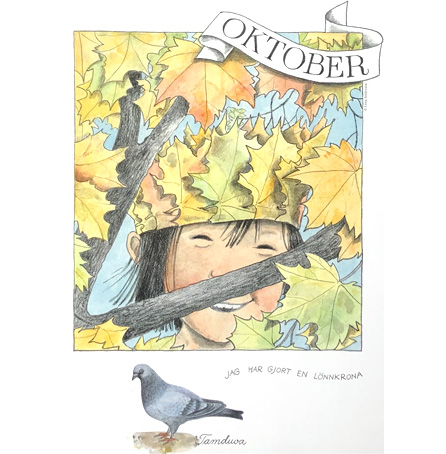 Månadsbild A4 - Oktober från Linneas Årsbok
