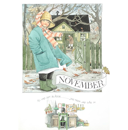 Månadsbild A4  - November från Linneas Årsbok