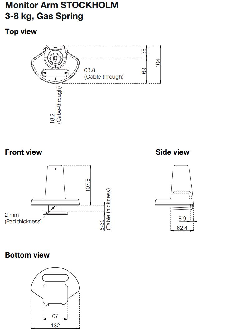 Stockholm gasfjädrad monitorarm, Vit, 3-8 kg - 4