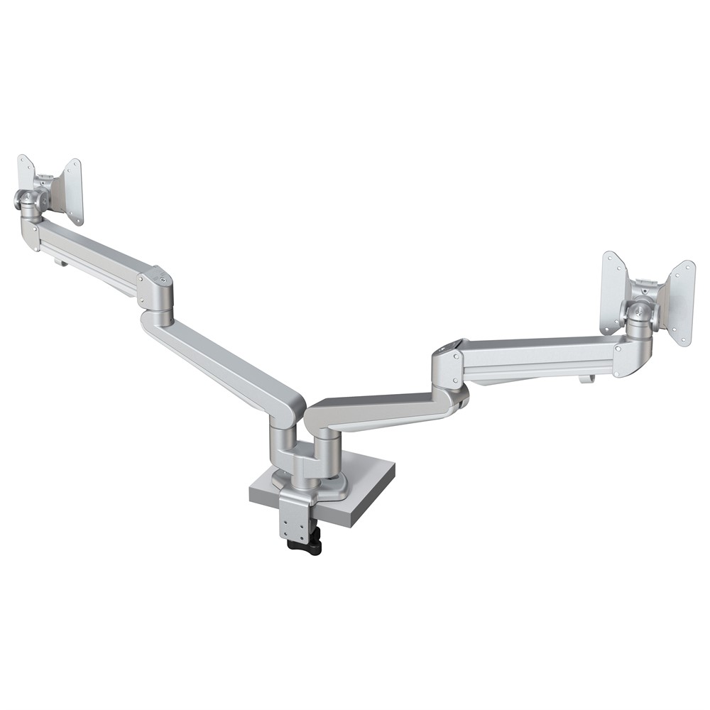 Stockholm Twin gasfjädrad monitorarm, Silver, 2 x 3-8 kg