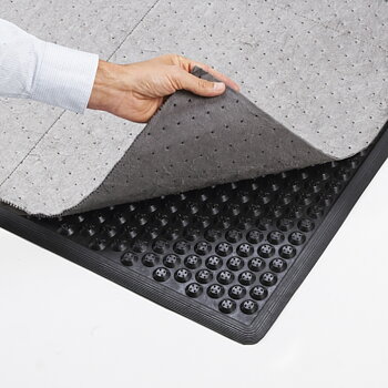 Avlastande arbetsplatsmatta med absorbent