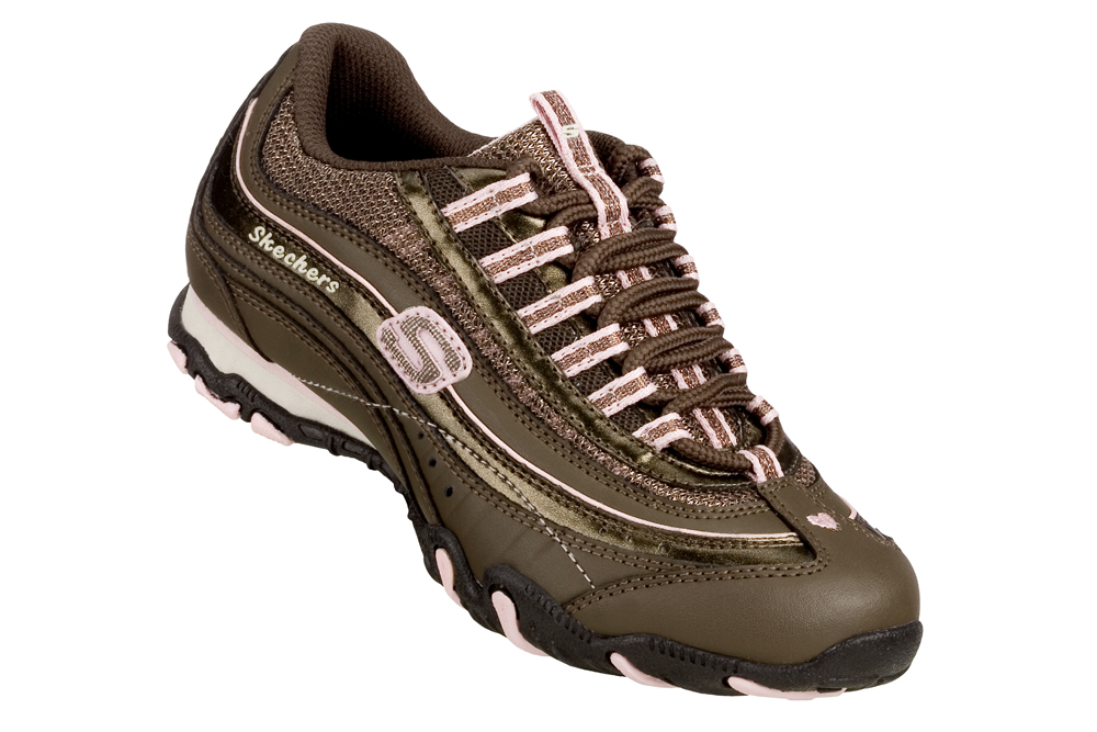 Fritidssko brun/rosa/beige skinn, Skechers barn st. 28-35